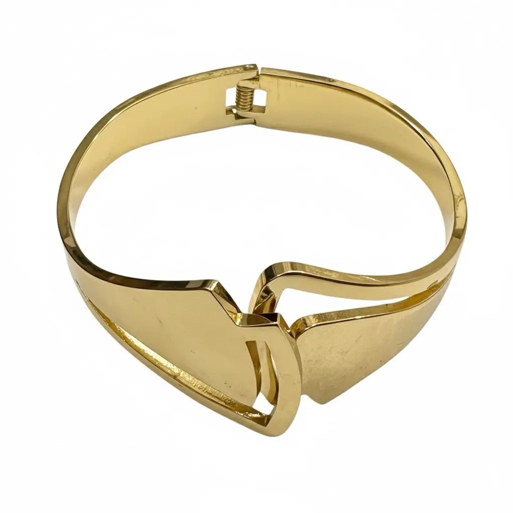Elegant Gold-Tone Wave Design Statement Bracelet – Premium Artificial Jewellery