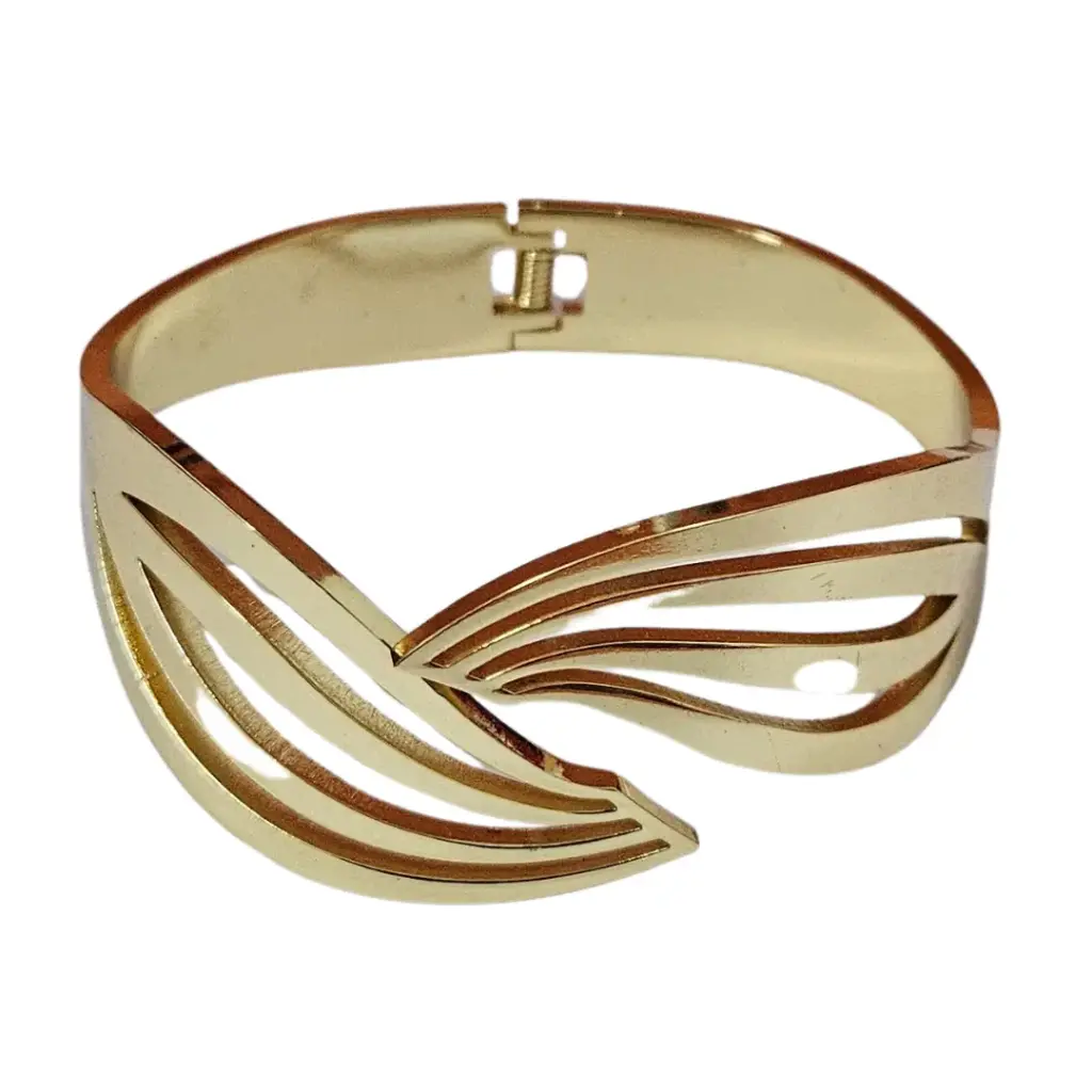Graceful Gold-Tone Wing Cutout Bracelet – Modern Artificial Jewellery for Women