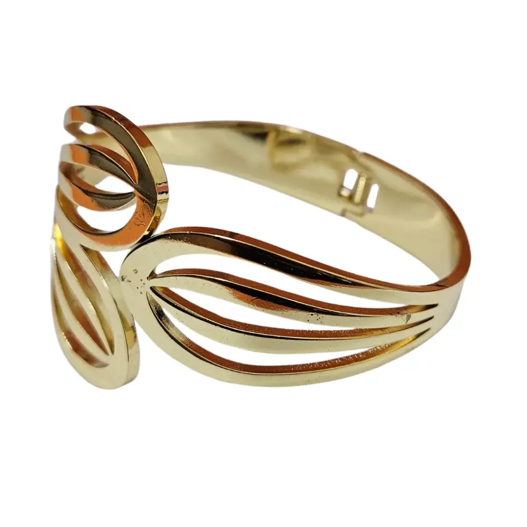 Elegant Gold-Toned Wave Design Bracelet – Premium Artificial Jewellery Kada