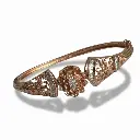 Elegant Rose Gold Floral Kada Bracelet with Sparkling Center Stone