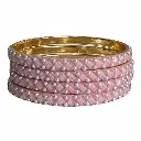 Elegant Pink Pearl-Studded Designer Bangles – Set of 4