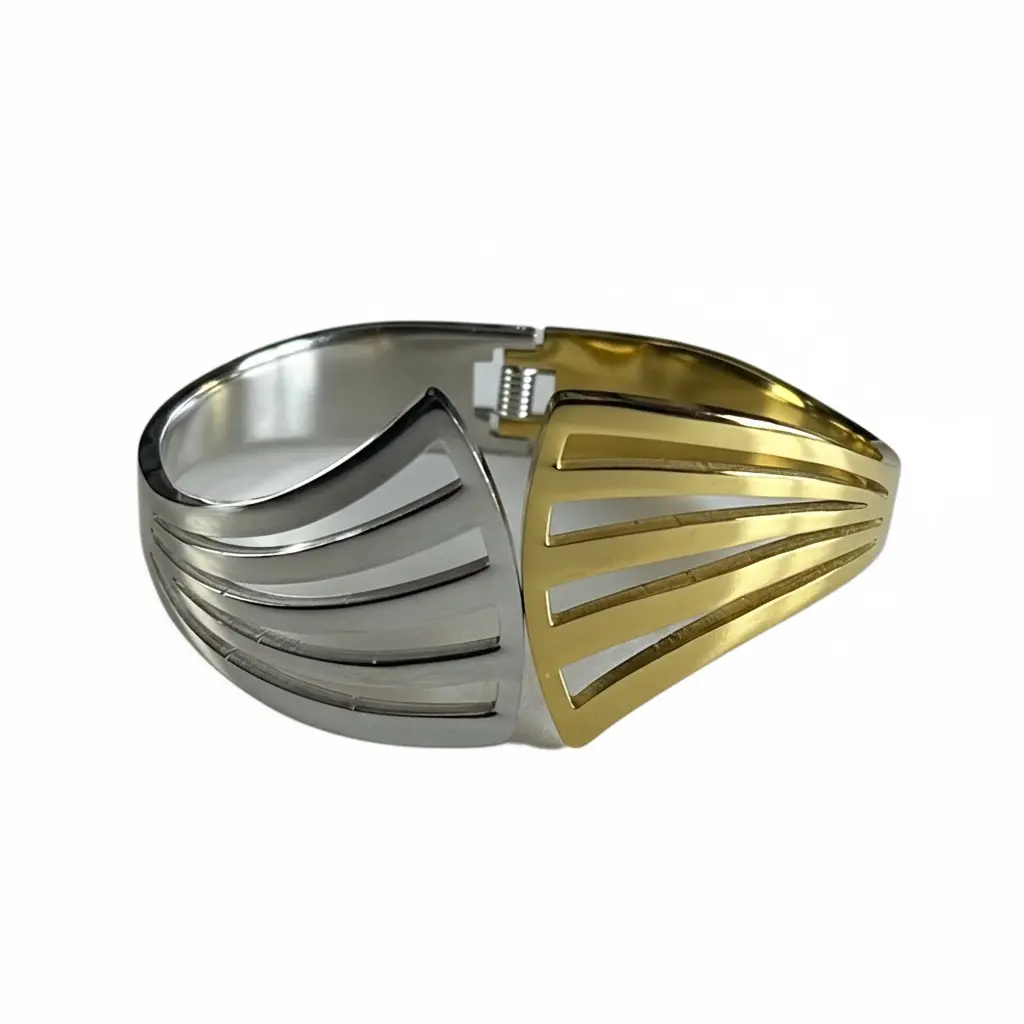 Dual-Tone Cutout Designer Kada Bracelet