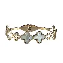 Elegant Mother-of-Pearl Clover Bangle Bracelet – Premium Gold-Tone Finish